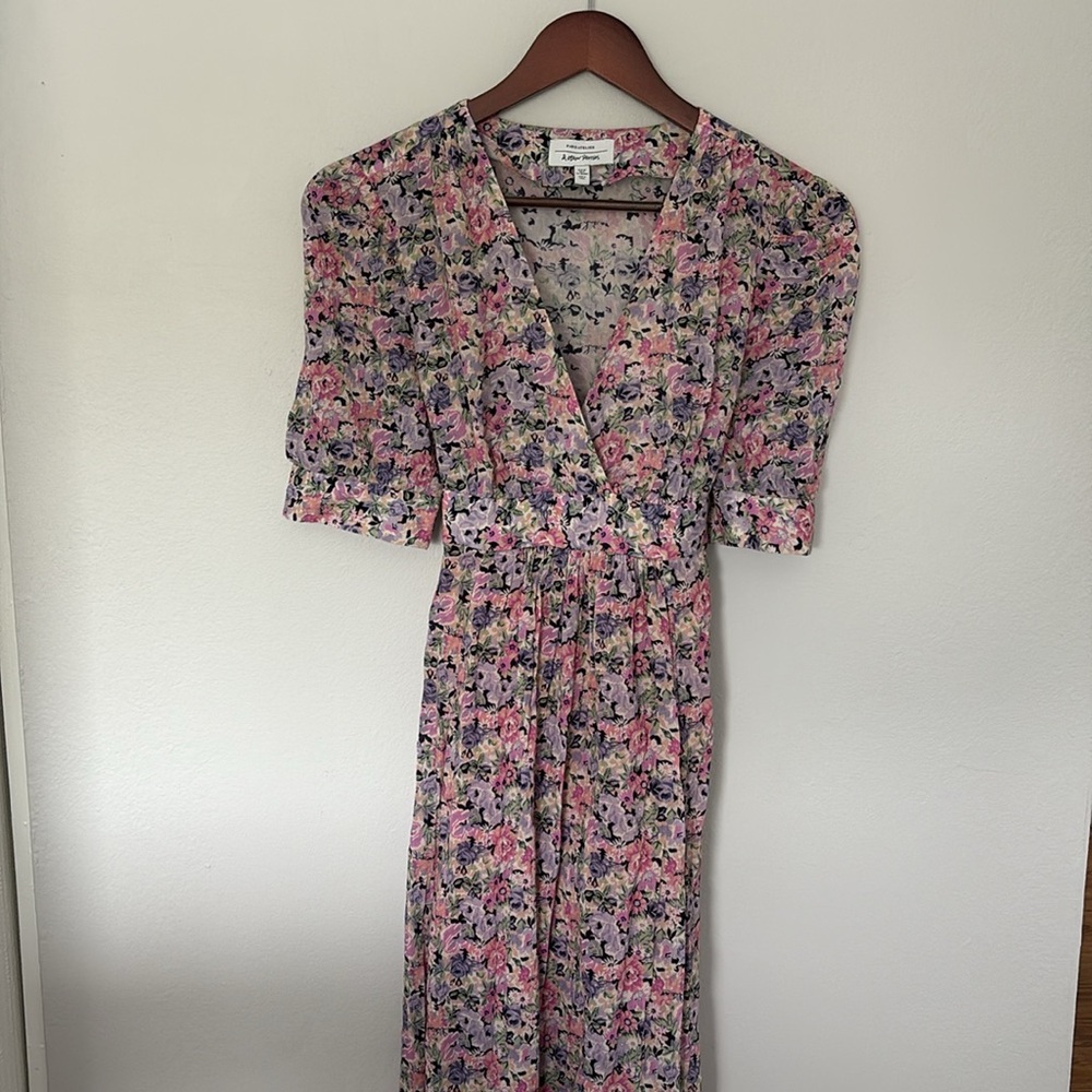 Paris Atelier & OTHER STORIES Floral Printed Short Sleeved Maxi Dress SIZE US 6 - Picture 3 of 5